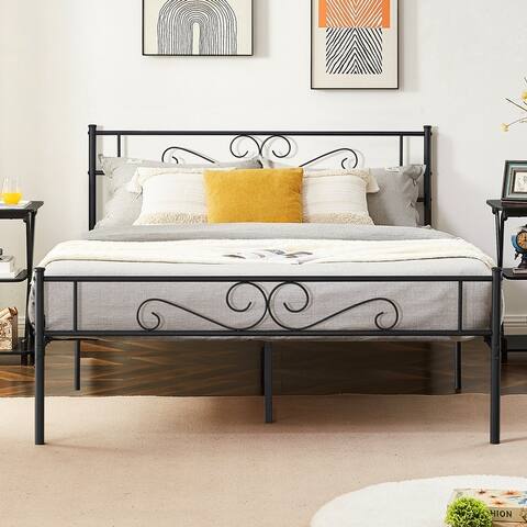 VECELO Premium Platform Bed Frame with Headboard Easy Set-up Twin/Full/Queen Size Bed