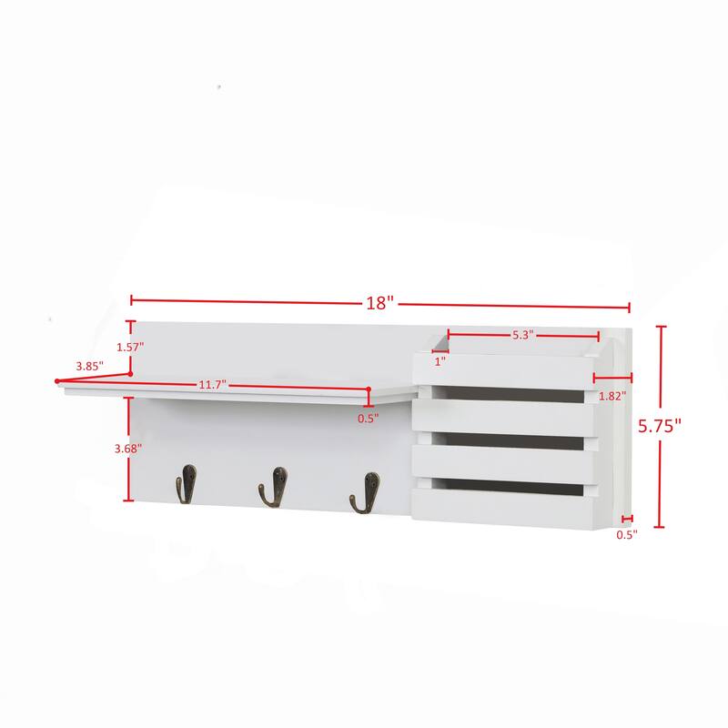 Danya B. Utility Entryway Shelf with Pocket and Hanging Hooks