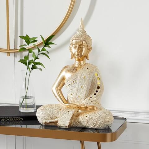 Gold Polystone Glam Sculpture Buddha 20 x 14 x 9 - 14 x 9 x 20