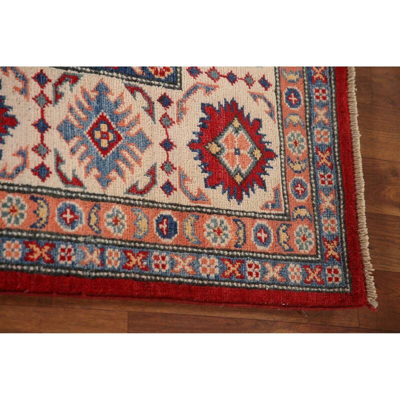 Red Traditional Kazak Area Rug Hand-Knotted Wool Carpet - 6'9" x 9'7"