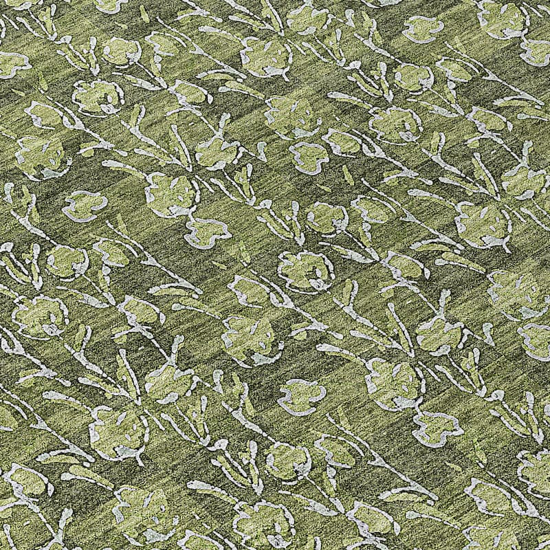 Machine Washable Indoor/ Outdoor Chantille Modern Floral Impressions Rug
