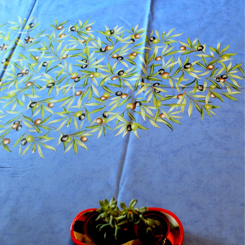 Wipeable Spill Resistant Provencal Cotton Cannes Collection Tablecloth