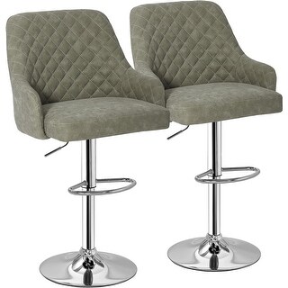 VECELO, Adjustable Swivel Modern Bar Stool with Backs(Set of 2/ Set of 4) - Black, Dark Grey, White