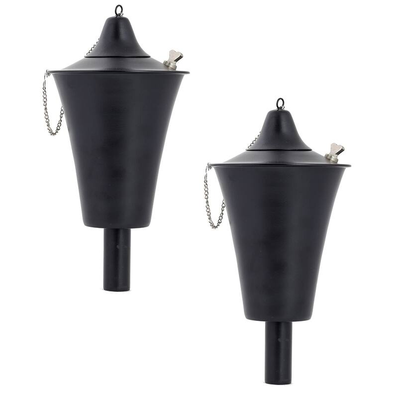 Kona Style Tiki Torch - Smooth Black - 2 Pack
