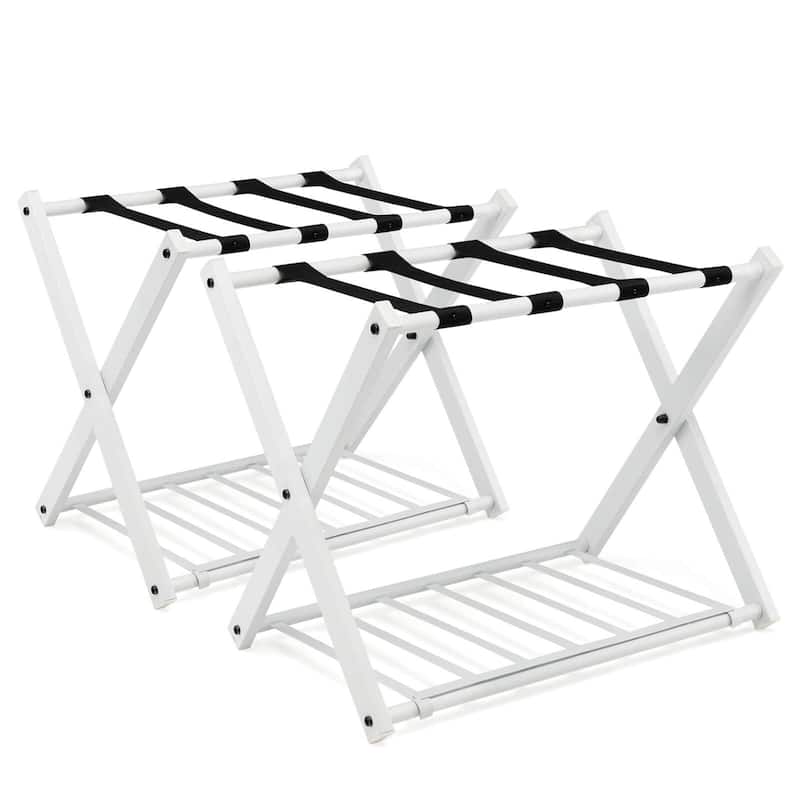Costway Set of 2/4 Folding Metal Luggage Rack Suitcase Shoe Holder - 2 PCS