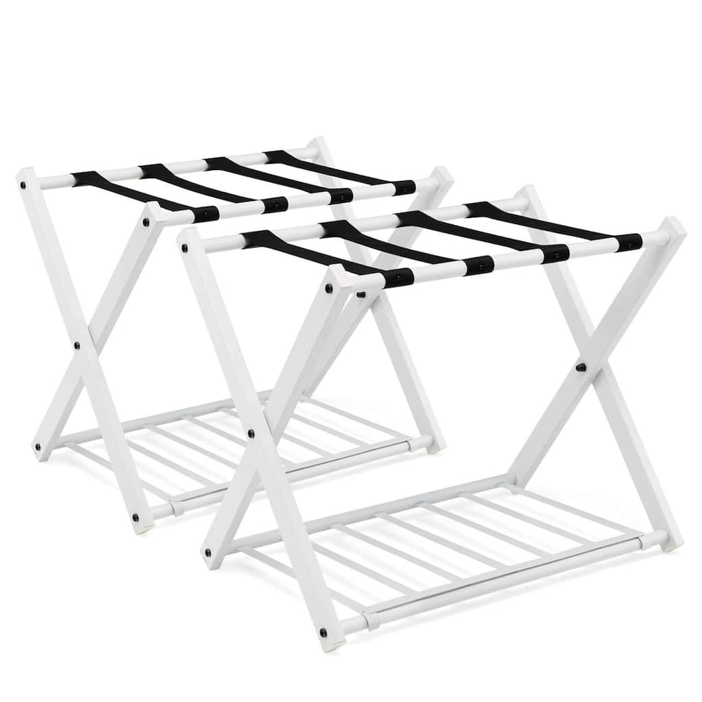 Costway Set of 2/4 Folding Metal Luggage Rack Suitcase Shoe Holder