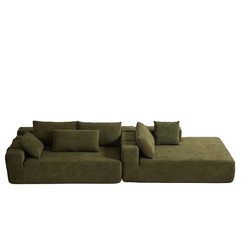 108"Chenille Modular Sectional Sofa with 6 Pillows, L-Shaped Free Combination Design, and No Assembly Required