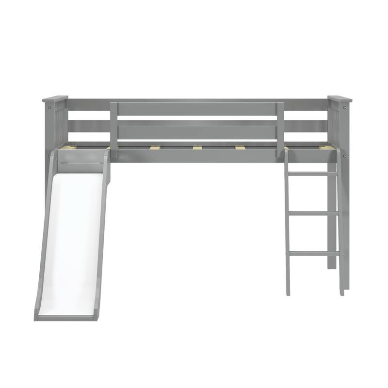 Max and Lily Classic Twin-Size Low Loft with Easy Slide and Curtain