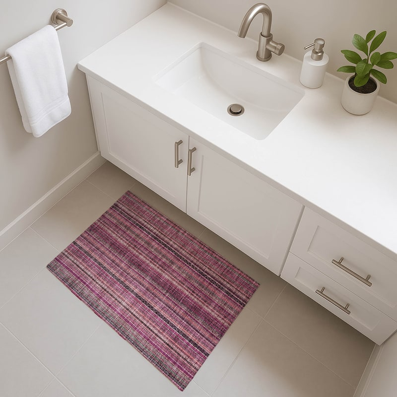Premium Washable Super Soft Striped Mayfield Rug - Pink - 1'8" x 2'6"