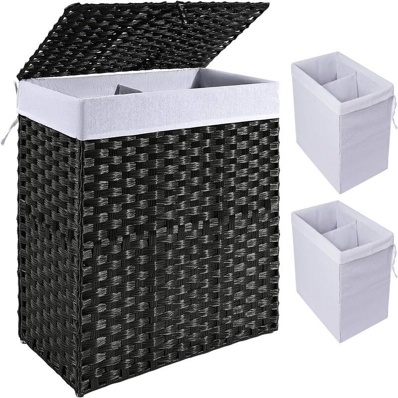 Laundry Hamper with Lid and Handles - 22.4"L x 13"W x 24"H - Black