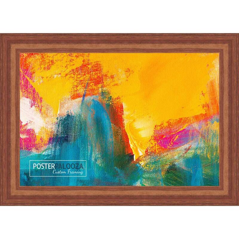 40x27 Contemporary Honey Pecan Wood Picture Frame with UV Acrylic, Foam