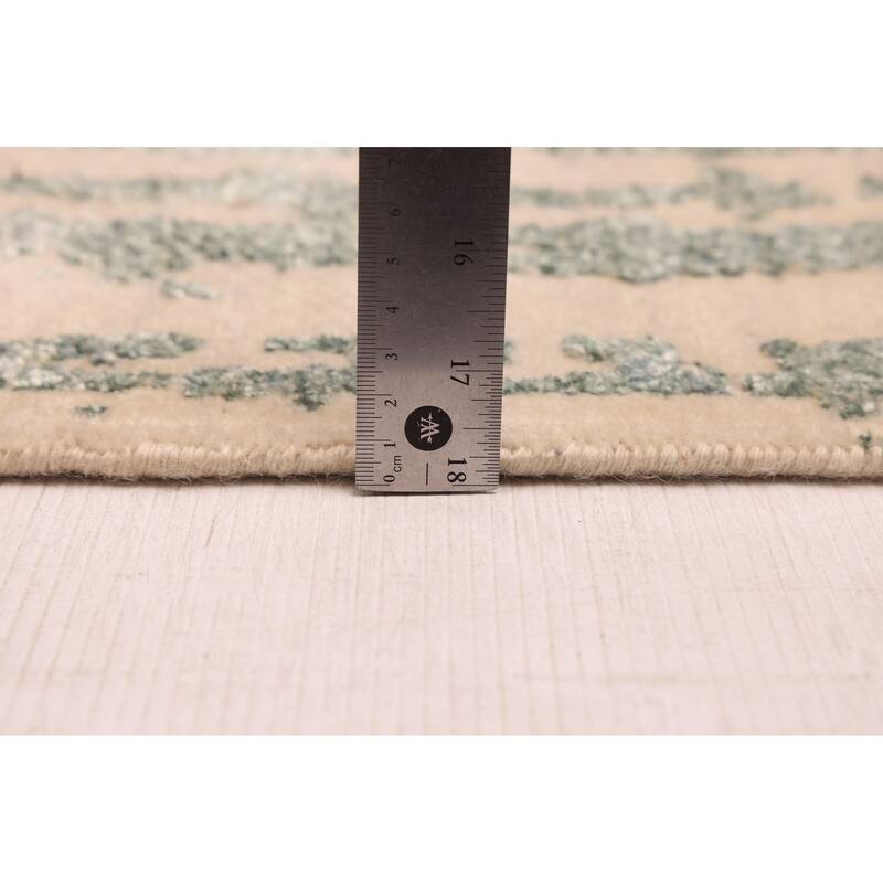 ECARPETGALLERY Hand-knotted Legacy Dark Green, Ivory Silk, Wool Rug - 2'6 x 12'3