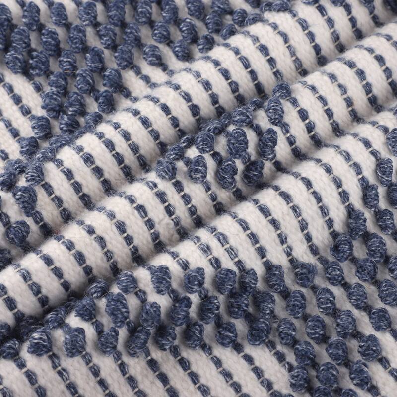 Handwoven Reversible Diamond Outdoor Throw Pillow Cover - 20" - Cream and Navy Blue