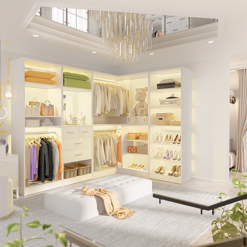 Cimly 25'' W Closet Organizer System with 2 Hanging Rods and DIY Shelves for Walk-in and Reach-in Closet