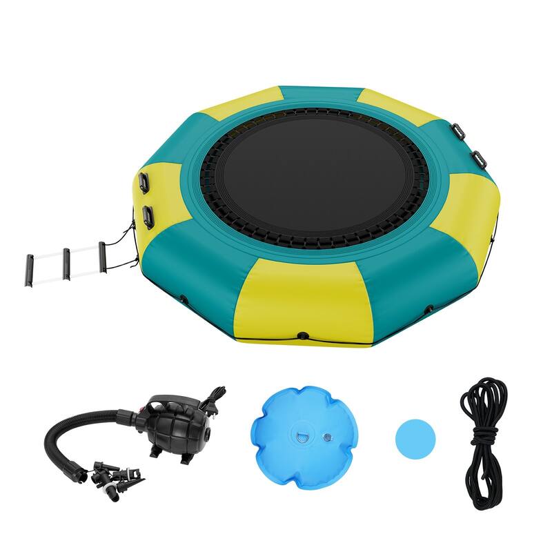 10ft Inflatable Water Trampoline with Ladder and Pump for Lake or Pool