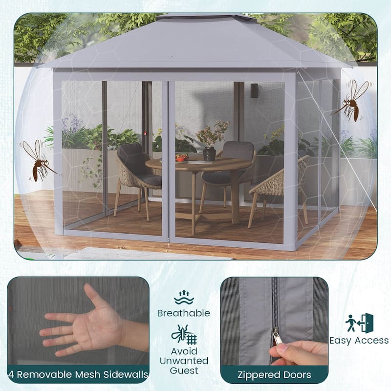 Costway 11'x11' 2-Tier Pop-Up Gazebo Tent Portable Canopy Shelter