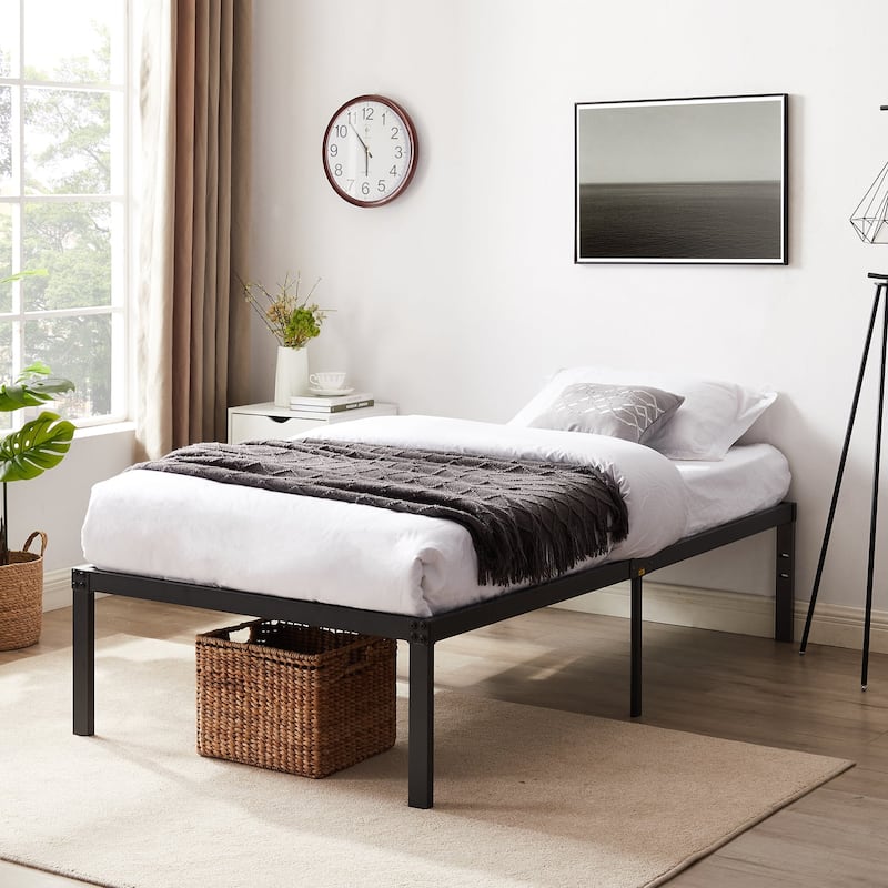 Javlergo 14/16/18 Inch Metal Platform Bed Frame, Heavy Duty Slat Support /No Box Spring Needed