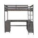preview thumbnail 17 of 15, Full Size Loft Bed with U-shaped Desk and Storage Shelves,Minimalist Design