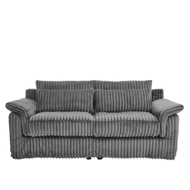 2-Seater Sofa Couch, Cloud Corduroy Loveseat Sofa, Plush Recliner Sofa Chaise Lounge Sofa with Removable Covers