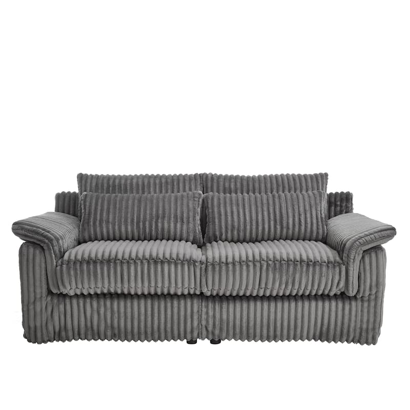 Modern Corduroy Loveseat Sofa Deep Seat Cloud Couches with Pillow Top Arms, Removable and Washable Cushion Covers