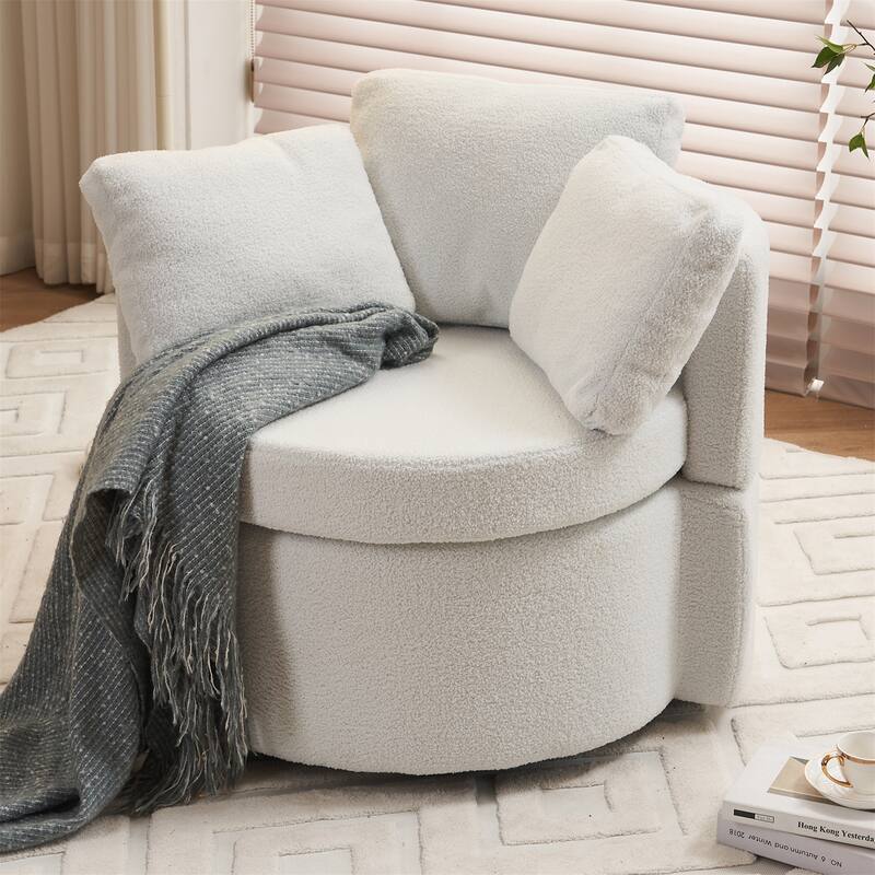 Teddy Fabric Swivel Chair - Ivory