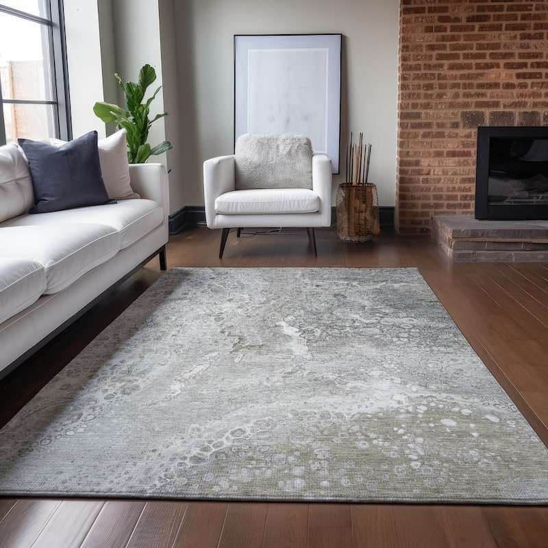 Machine Washable Indoor/ Outdoor Chantille Modern Abstract Rug - Silver - 2'6" x 3'10"
