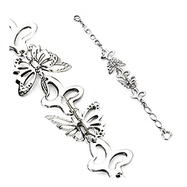 Stainless Steel Oval Link 3D Butterfly Bracelet (6 mm) - 8.25 in