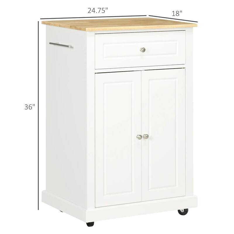 Rolling Kitchen Island Cart with Drawer,Adjustable Shelf,2 Towel Racks