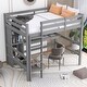 preview thumbnail 11 of 12, Full Size Loft Bed with Multifunction Shelves and Under-bed Desk