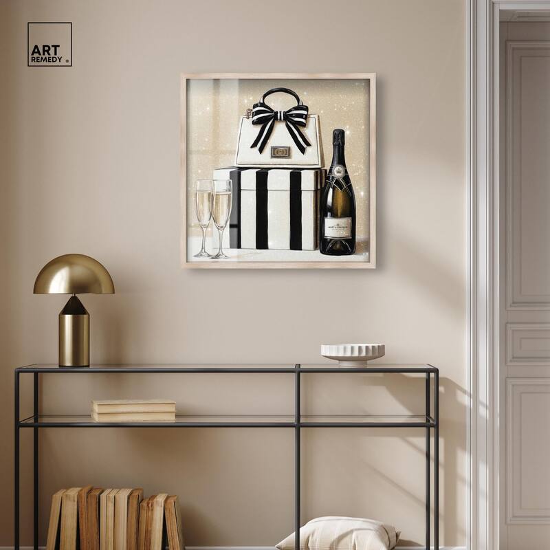 Black and White Striped Glam Shadowbox by Art Remedy