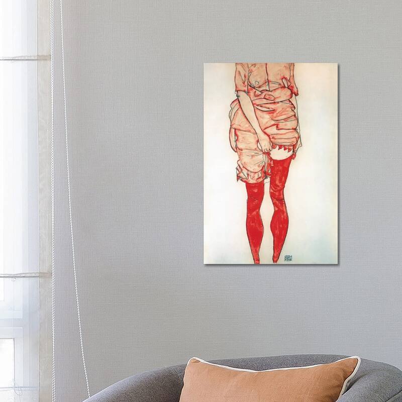 iCanvas "Standing Woman In Red" by Egon Schiele Canvas Print - 26x18x1.5