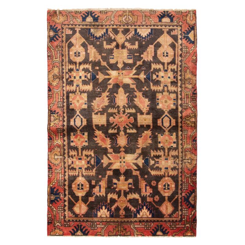 ECARPETGALLERY Hand-knotted Andelz Dark Brown Wool Rug - 4'2 x 6'3