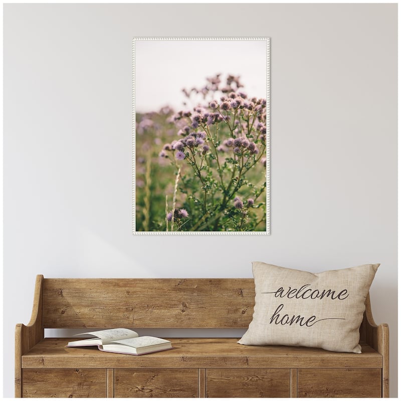 Kate and Laurel Sylvie Soft Purple Flower Blooms Framed Canvas by Patricia Hasz of Patricia Rae Photography