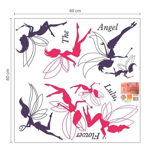 dimension image slide 2 of 3, Walplus Fairies Red Dandelion Flowers Kids Wall Sticker Nursery Decor