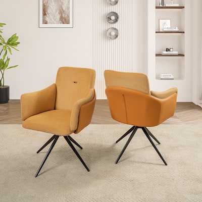 360° Swivel Home Office Desk Chairs Set of 2 Modern Dining Arm Chairs Upholstered Bedroom Chairs