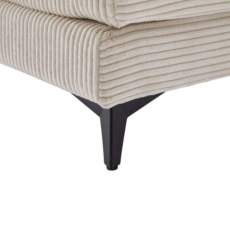 85.8'' Modern Corduroy Beige Sectional Sofa with Ottomans and Removable Headrests