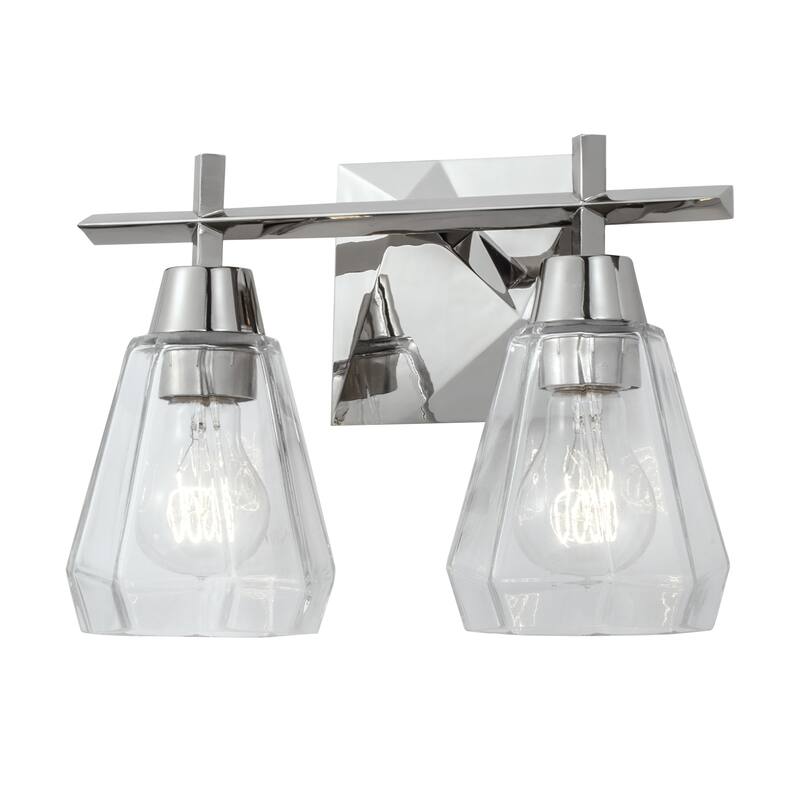 Arctic 12.4-inch Wide 2-Light Vanity Light in Acid Dipped Black - Polished Nickel - 12.5