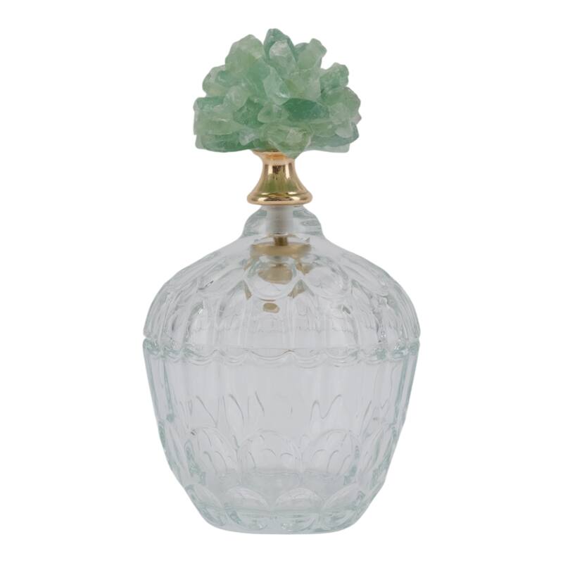 Glass Stone Jar with Fauna Lid Detailing and Textured Transparent Body