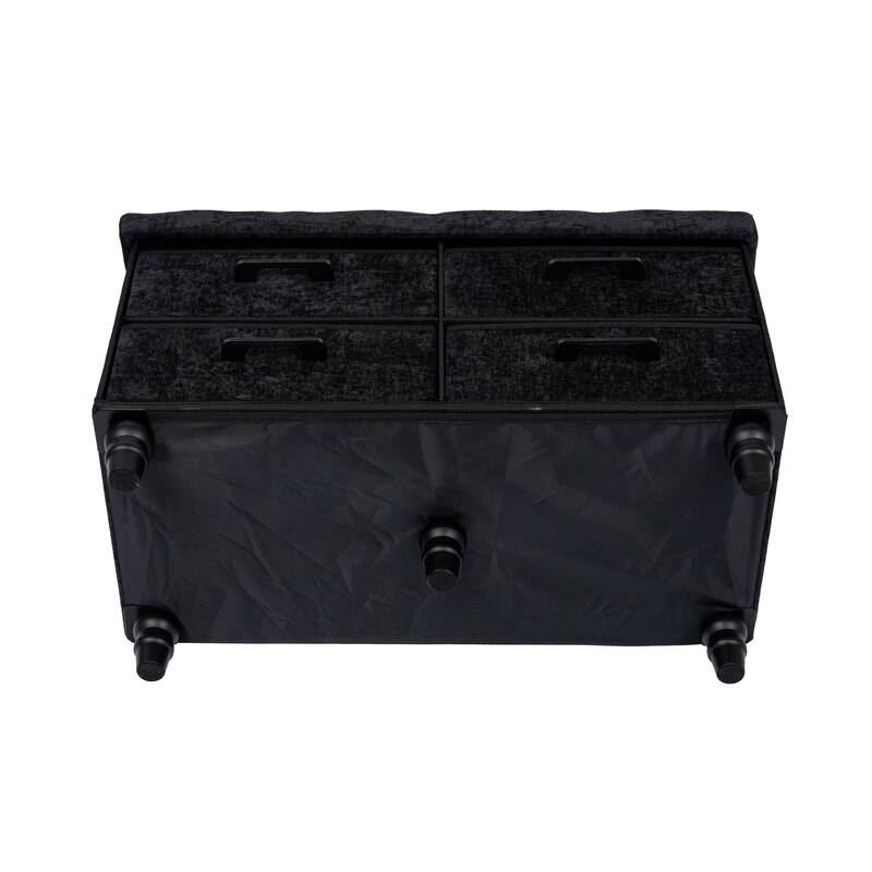 30 Inch Storage Ottoman With Four Drawers For Organized Home Use Storage