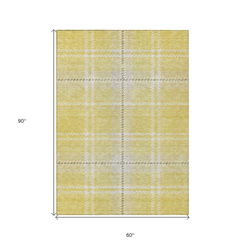HomeRoots Plaid Transitional Rectangle Outdoor Rug