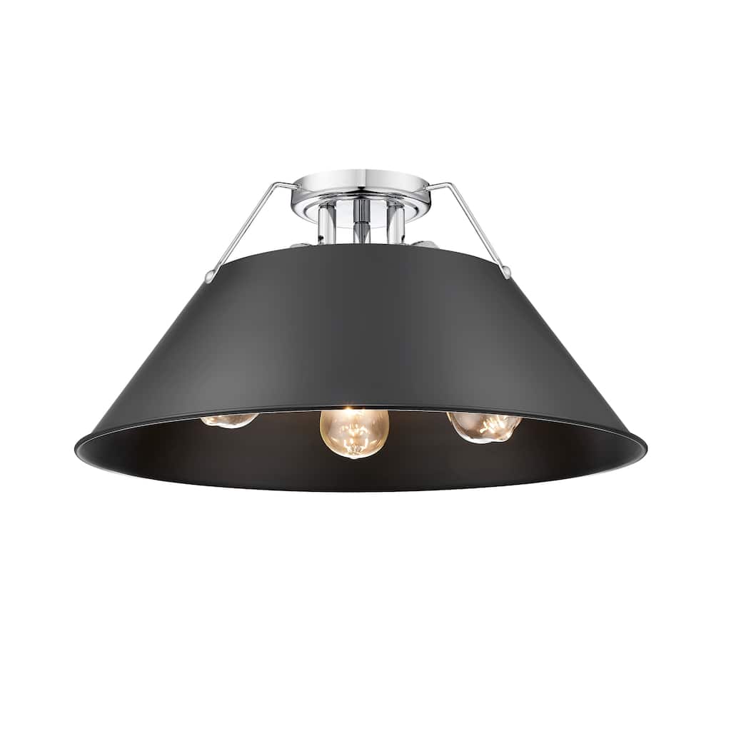 Orwell 3-Light Flush Mount in Chrome with Matte Black - Silver