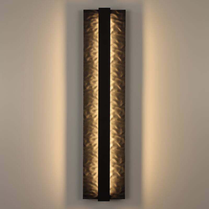 Outdoor LED Wall Light Handmade Textured Linear Black Wall Sconces