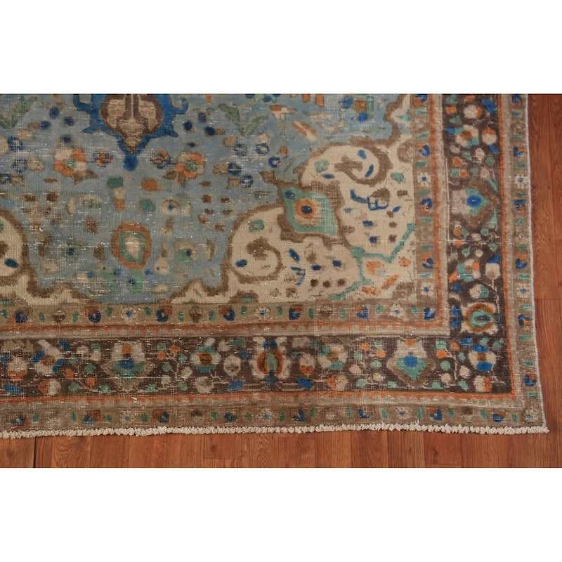 Blue Medallion Tabriz Persian Area Rug Handmade Oriental Wool Carpet - 6'5"x 9'5"