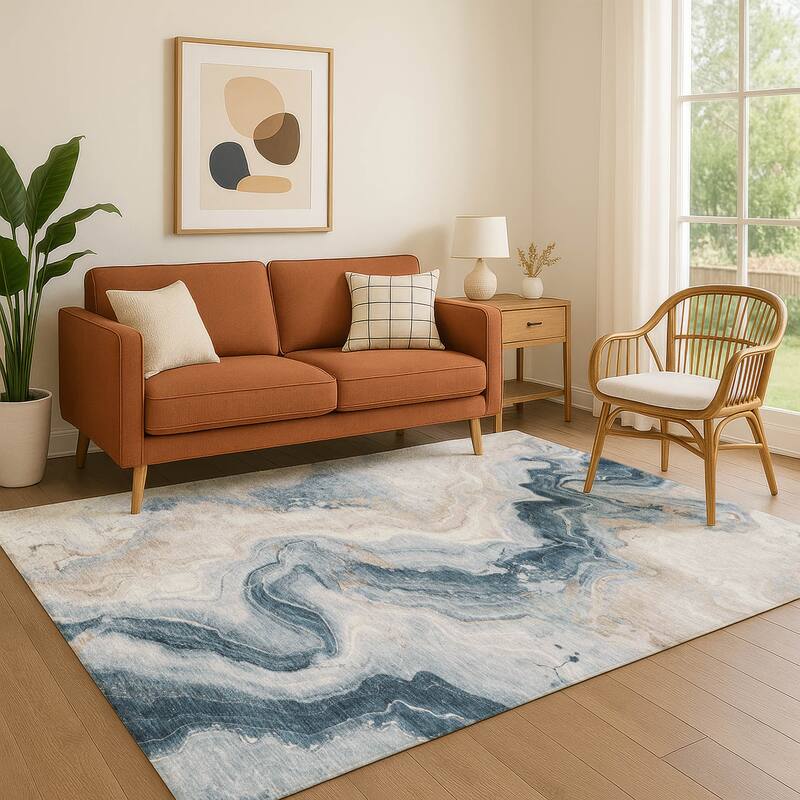 Premium Washable Super Soft Abstract Chic Mayfield Rug - Beige - 5' x 7'6"