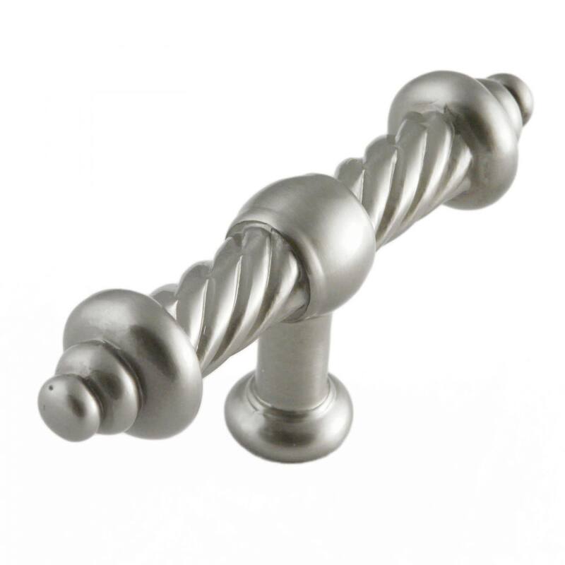 RK International Twisted 3-3/4 Inch Bar Cabinet Knob - Satin Nickel
