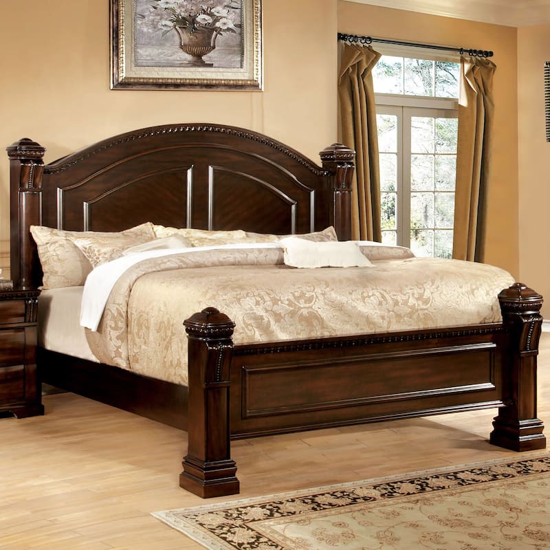 Tay Transitional Cherry Wood 3-Piece Poster Bedroom Set by Furniture of America