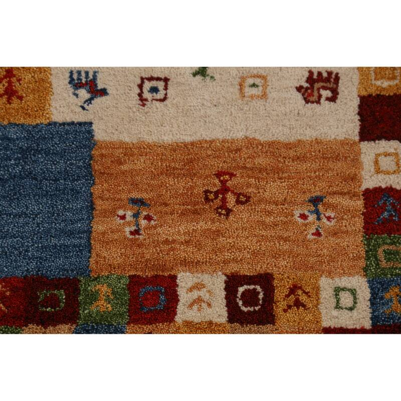 Geometric Gabbeh Indian Area Rug Tribal Handmade Wool Carpet - 5'3" x 7'7"
