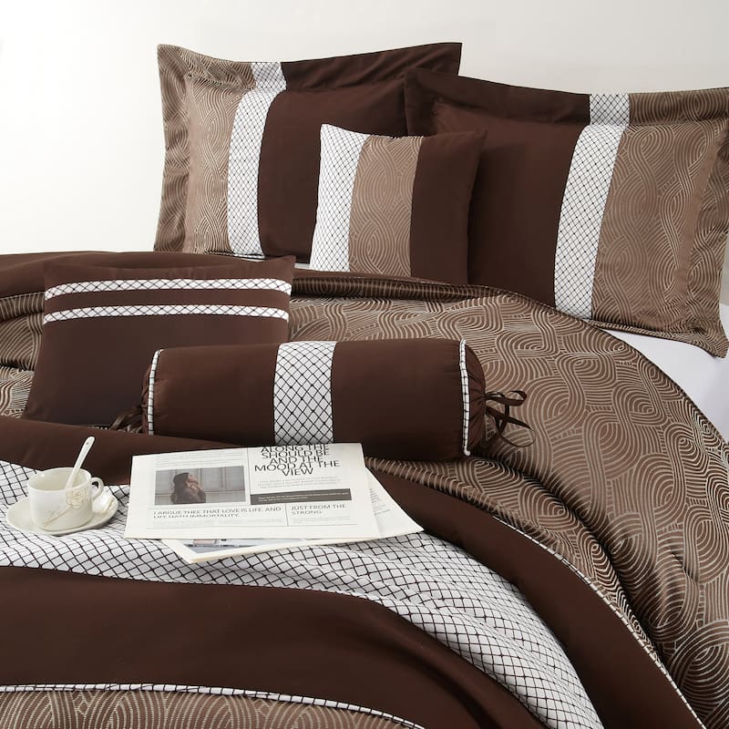 Nanshing Ester Red and Black 7-Piece Comforter Set