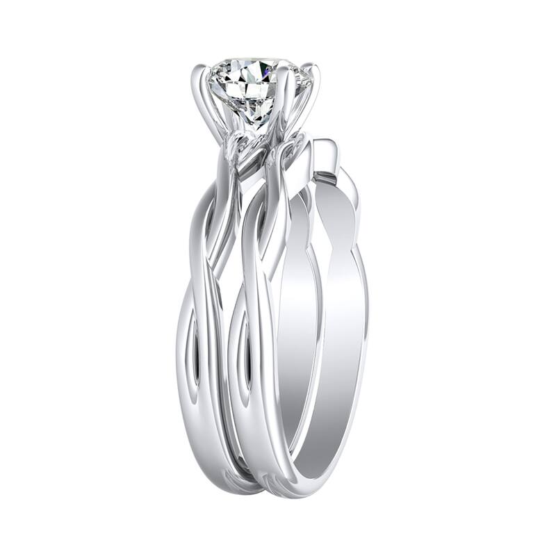 Auriya 1ct Twisted Cushion-cut Moissanite Engagement Ring Set 14k Gold