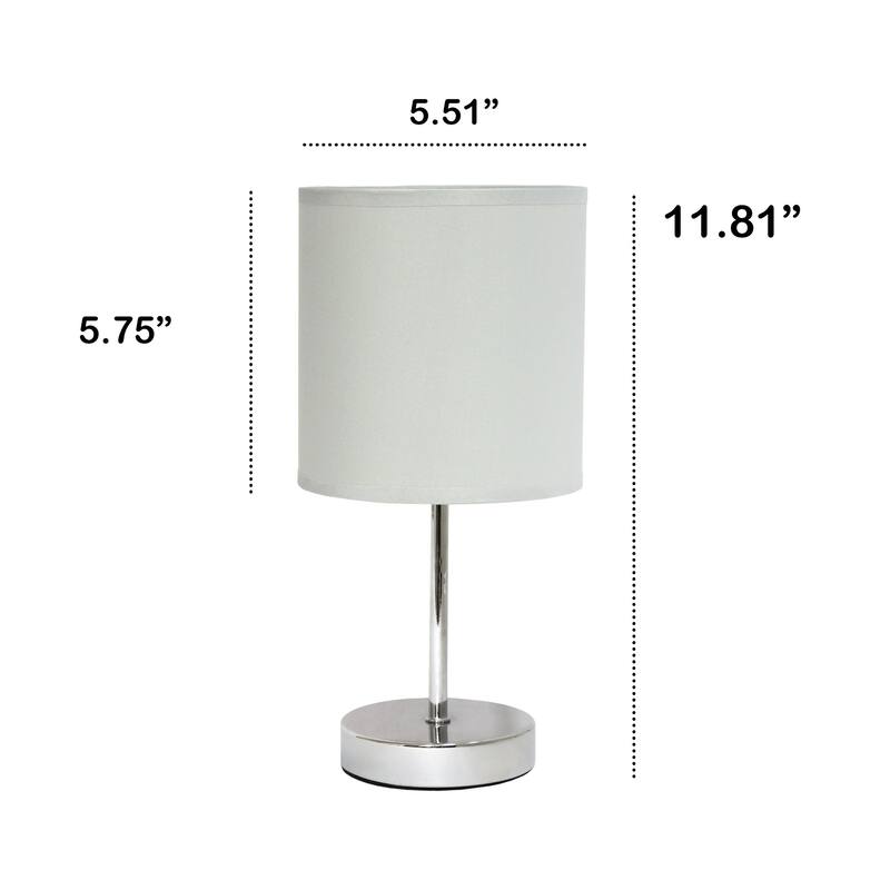 Traditional Petite Table Lamp with Drum Shade - 11.75" - Silver and Slate Gray